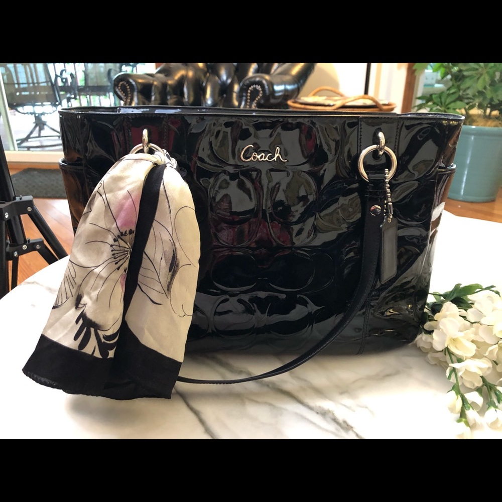 Coach Black Patent Leather Tote